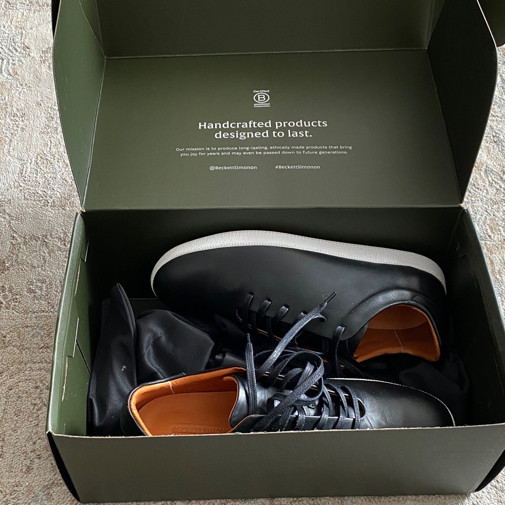 Beckett Simonon Men’s Black Leather Sneakers with White Sole